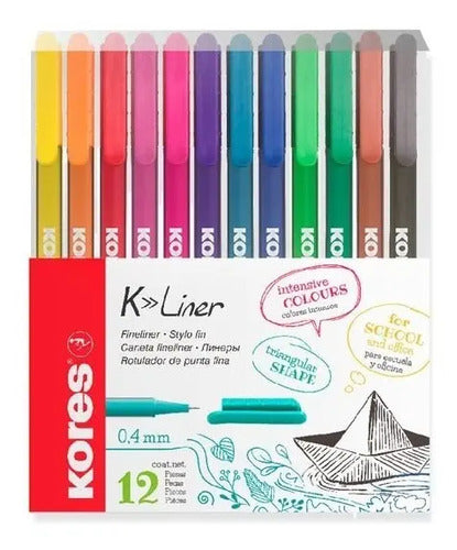 Micropuntas Kores K-liner X 12 Colores Rotulador Punta 0.4mm Surtido