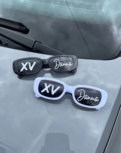 Gafas Personalizadas 15 Años X 10 Unidades Negro Y Blanco Personalizado