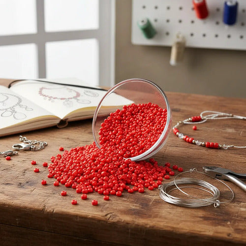 Chaquiras Pepas Bisutería Color Rojo 8.8mm - 1.000und