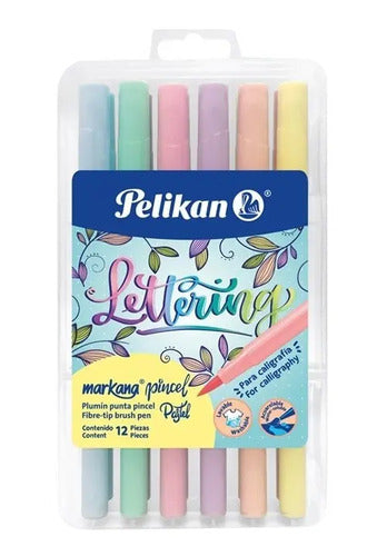 Plumon Markana Punta Pincel Pastel Lettering Pelikan X 12