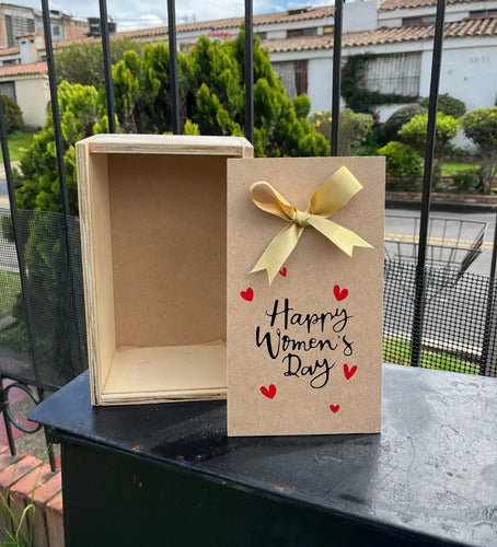 Caja Tapa Corrediza Madera Regalo Día De La Mujer 25x15x9cm Madera Día De La Mujer
