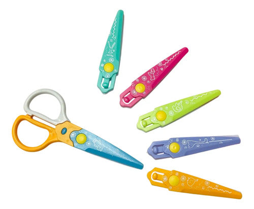 Tijera Plástica Zig Zag 6 Tipos De Corte - 8 Unidades Amarillo