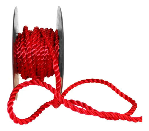 Cordón Trenzado Color Rojo 4mm X 18 Metros Rojo