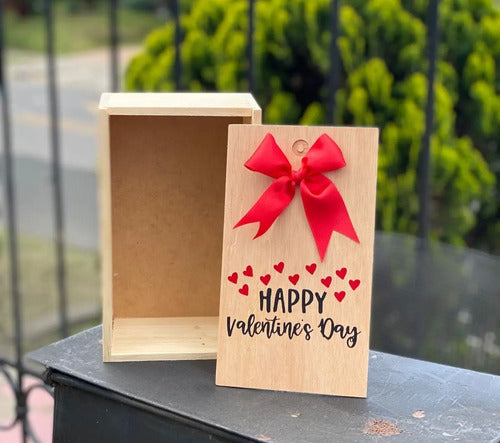 Caja Tapa Corrediza Madera Regalo San Valentín 25x15x9.5 Cm Madera