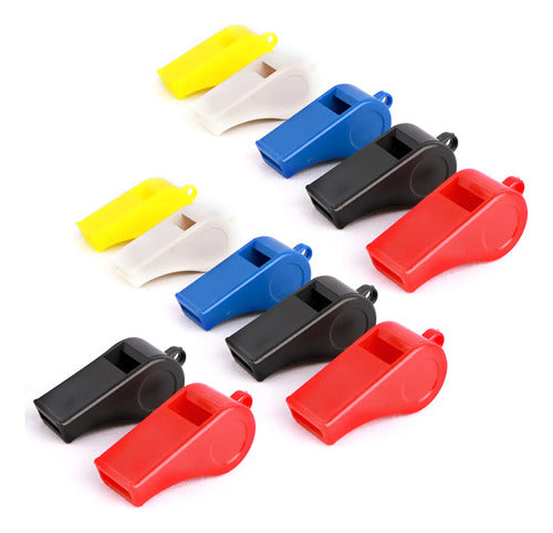 Silbato Pito Plástico Con Cordón Colores X 12 Pcs Surtido