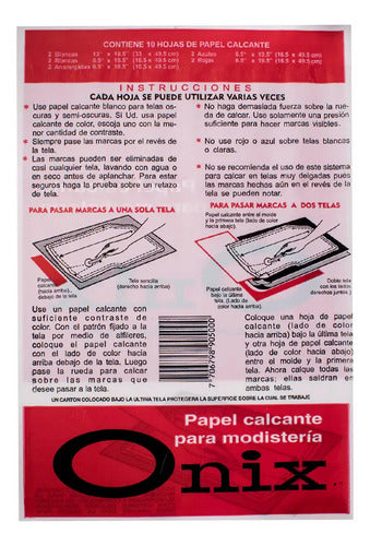 Papel Calcante Para Modisteria Onix X 10 Hojas