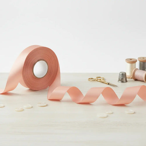 Cinta Salmon Raso Tela Satín Moños 3.5cm X 25 Metros Salmón