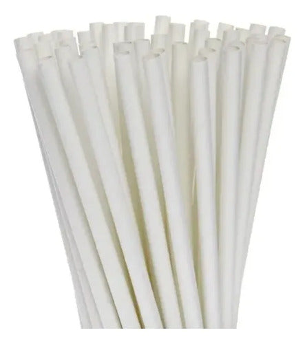 Pitillo Papel Diámetro 8mm X Largo 19.7cm Blanco - 100 Pcs Blanco