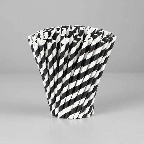 Pitillo Papel Diámetro 8mm X Largo 19.7cm Negro - 100 Pcs Negro
