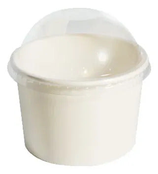 Vaso Desechable Cartón Helado Con Tapa 8oz X 50 Unidades Blanco