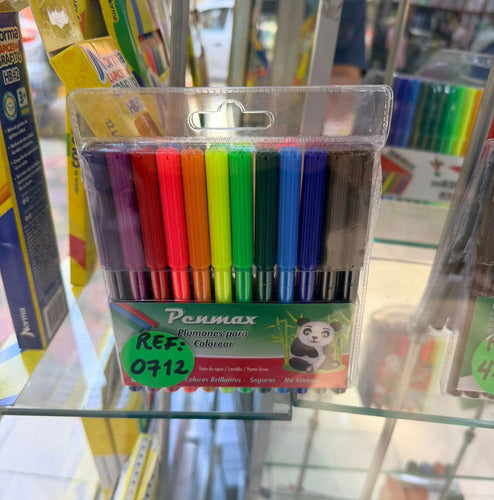 Plumones Para Colorear Penmax  12 Colores Surtido