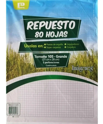 Repuesto Para Folder 80 Hojas Carta Cuadriculado X3 Unidades