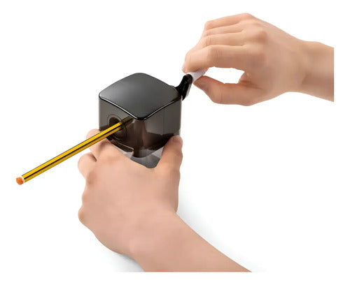 Tajalapiz Sacapuntas Escolar Manivela De Mesa Con Deposito Gris