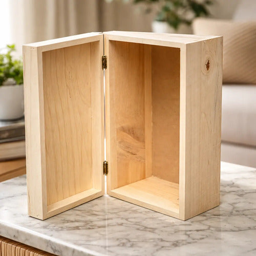 Caja Decorativa Cofre Madera Pino Para Regalo 35x21x14 Cm  Madera