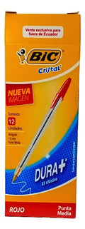 Esfero Bic Cristal Rojo X 12 Transparente