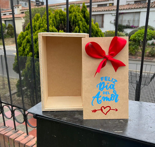 Caja Tapa Corrediza Madera Regalo Amor Y Amistad 25x15x9.5cm Madera Amor Y Amistad