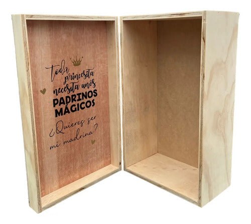 Caja De Madera Para Regalo Padrinos Medida 35x21x14cm