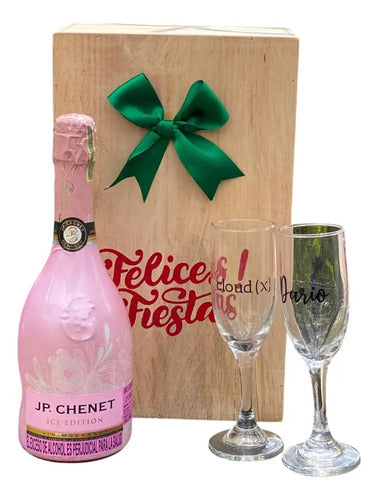 Ancheta Regalo Navidad Con Copas Felices Fiestas