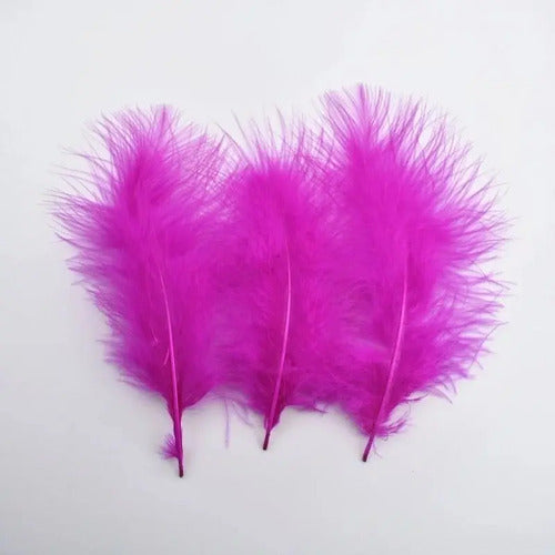 Plumas Decorativas Artificiales Color Fucsia Paquete X 20
