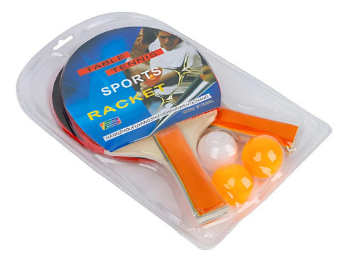 Raquetas De Ping Pong X 2 Unidades + 3 Pelotas Madera St (recto)