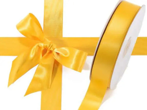 Cinta Tela Raso Amarillo Satín Moños 50 Mts X 2.5 Cm Amarillo 2.5 Cm