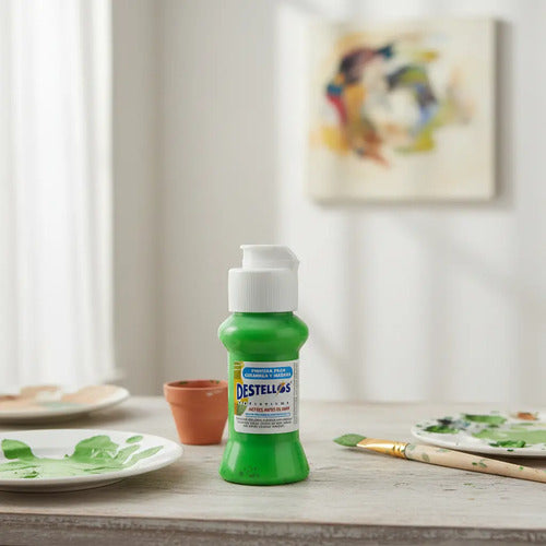 Pintura Cerámica Y Madera Destellos Color Verde Manzana