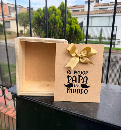 Caja Mini Corrediza Madera Regalo Día Del Padre 18x15x8.5cm Madera Día Del Padre