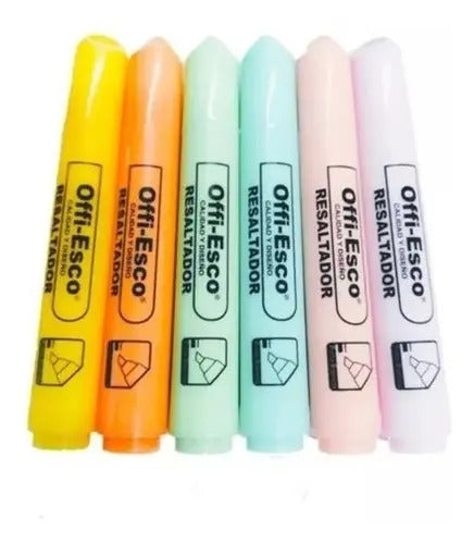 Resaltador Offi Esco Oe- 540 Estuche X 6 Colores Pastel