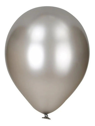 Globo Bomba Metalizado Satinado Plateado R12 X 50 Und