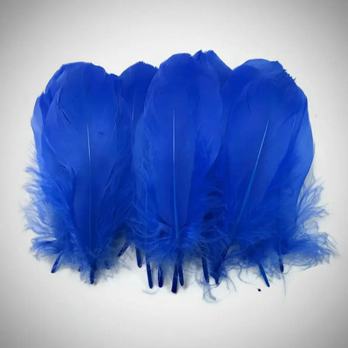 Plumas Decorativas Artificiales Azul Oscuro Paquete X 100