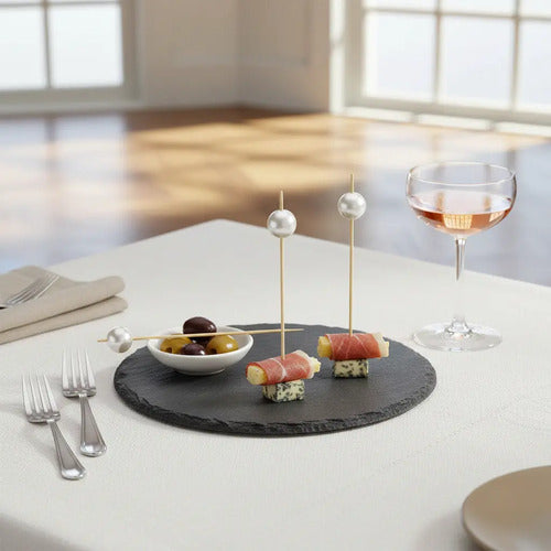 Pincho Palillo De Madera Perla Plateado X 100 Uds Plateado