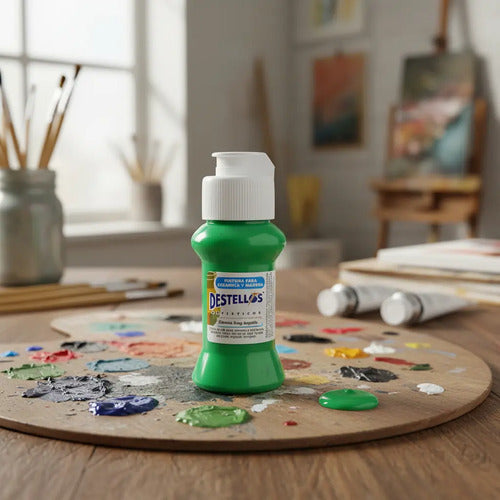Pintura Cerámica Y Madera Destellos Color Verde Pasto