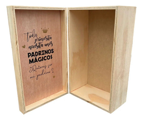 Caja De Madera Para Regalo Padrinos Medida 35x21x14cm