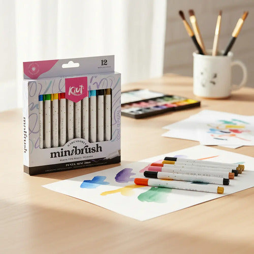 Marcadores Punta Pincel Delgado Kiut Minibrush X 12 Colores Minibrush