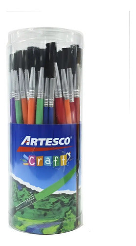 Pinceles Cerda Redonda Del 1-6 Estuche X 72 Unidades  Negro