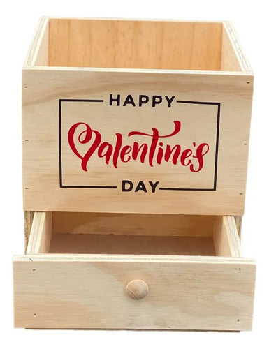 Caja De Madera Para Regalo Ancheta San Valentín 20x20x18 Cm Madera