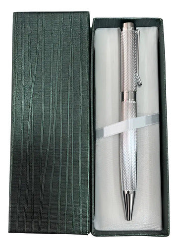 Boligrafo Con Estuche Plateado Plateado Negro