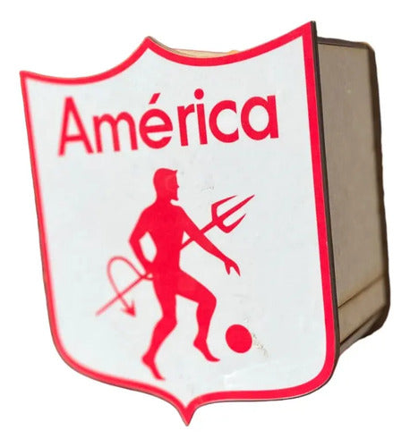 Caja Decorativa Forma Escudo América Regalo 22x21x8 Cm  Mdf América
