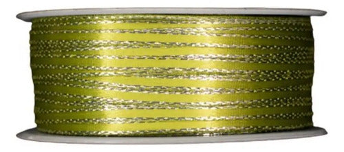 Cinta Lurex Oro Color Verde Pistacho Raso Tela 100 Mts X 3mm Verde 3mm