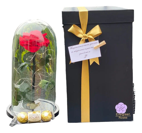 Rosa Preservada Cúpula Vidrio Caja Regalo Dia De La Mujer Rojo