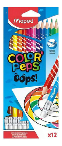 Lapices De Colores Maped Borrables Color Peps Oops X 12u
