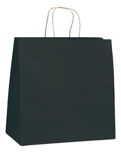 Bolsa Kraft Negra Manija 33x17x33cm - 10 Unidades Negro Bolsa Manija