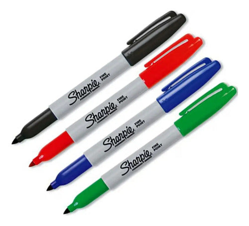 Marcador Permanente Sharpie Punta Fina X4 Colores 4 Colores