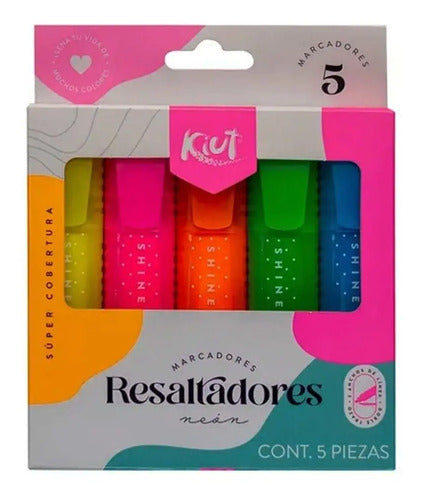 Resaltador Neon Doble Trazo X 5 Kiut
