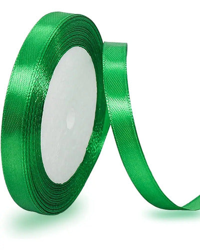 Cinta Verde Oscuro Raso Tela Satín Moños 50 Mts X 1.2 Cm  Verde Oscuro