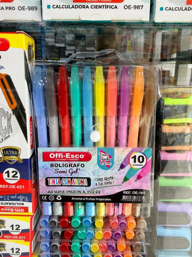 Boligrafo Semigel Tinta Con Aroma Offi Esco X 12 Colores 12 Colores Surtidos