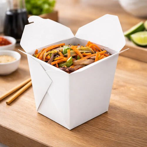 Caja Desechable Wok Carton 26oz 11.5x11.5x9.5cm -12 Unidades Blanco