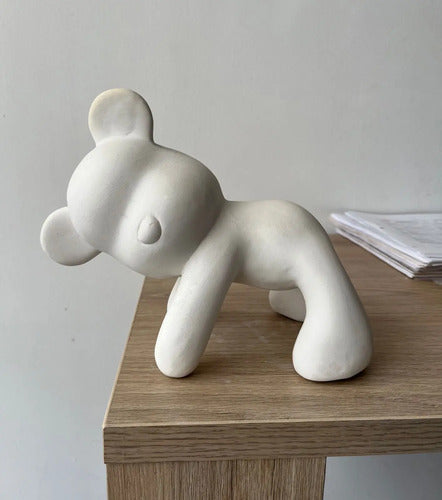 Oso Popobe Decorativo Cerámica En Crudo 24x19x12cm  Blanco