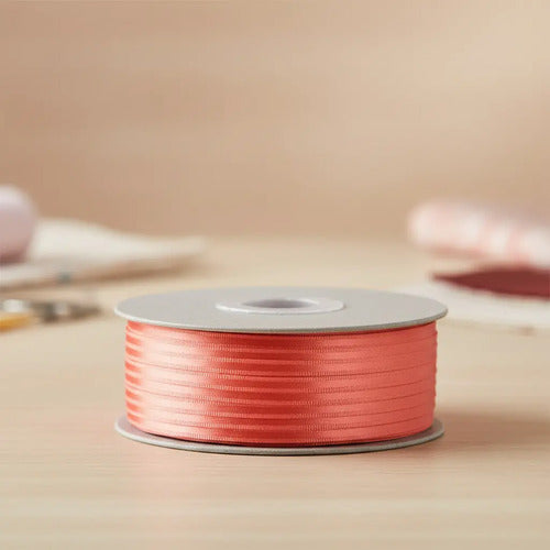 Cinta Salmon Raso Tela Satín Moños 100 Mts X 3mm Salmón 3mm