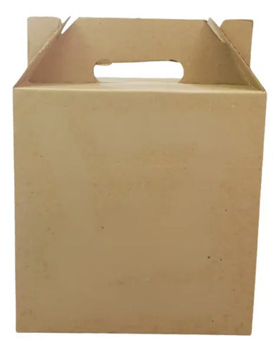 Caja De Cartón Kraft Armable Maletín 24x12x24cm X 50 Pcs Kraft
